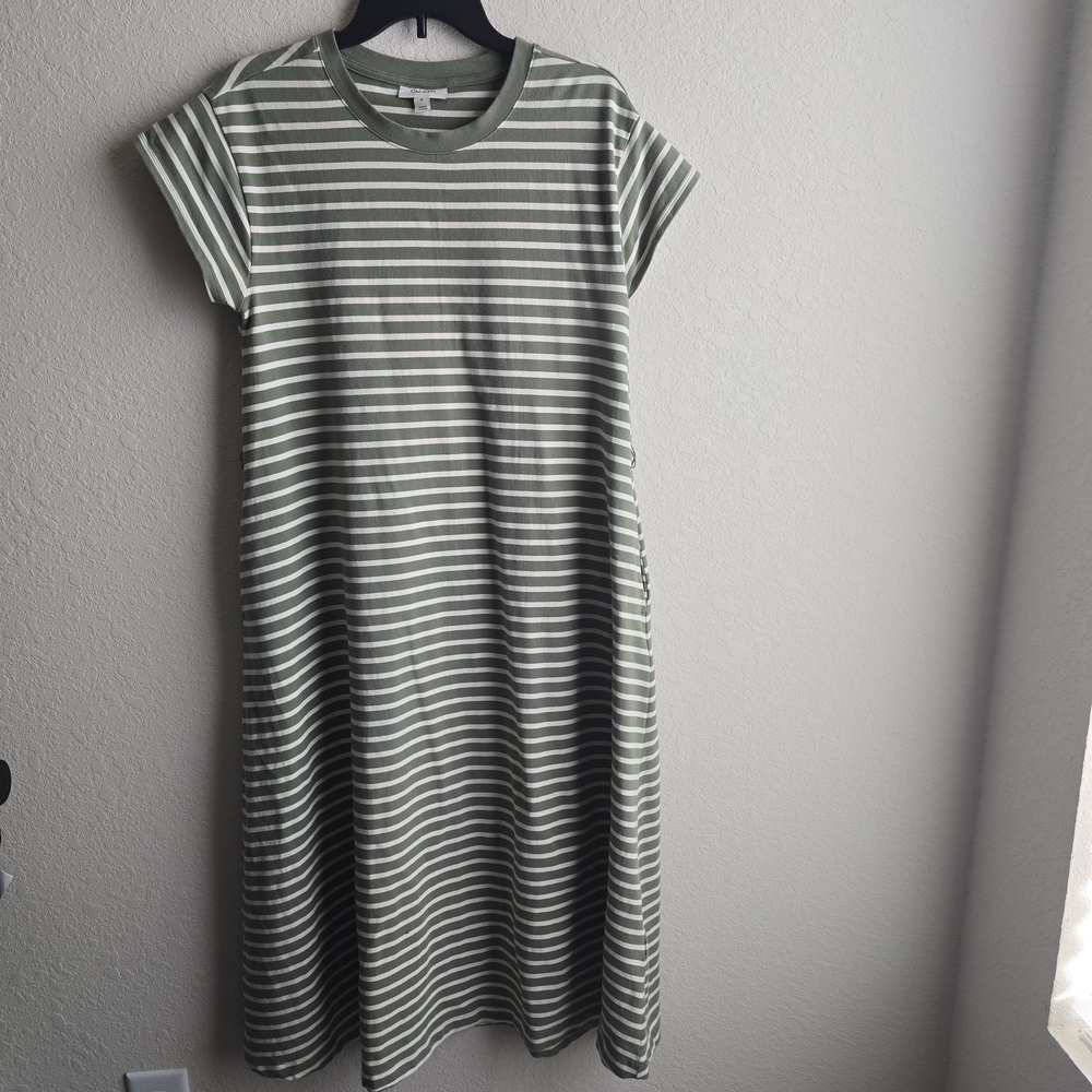 On 34th Olive Striped Midi Dress